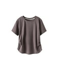 thumbnail image 1 of Yuyuzo Womens Plus Size Tops Short Sleeve Crew Neck Basic Shirts Side Ruched Dressy Casual Blouses, 1 of 3