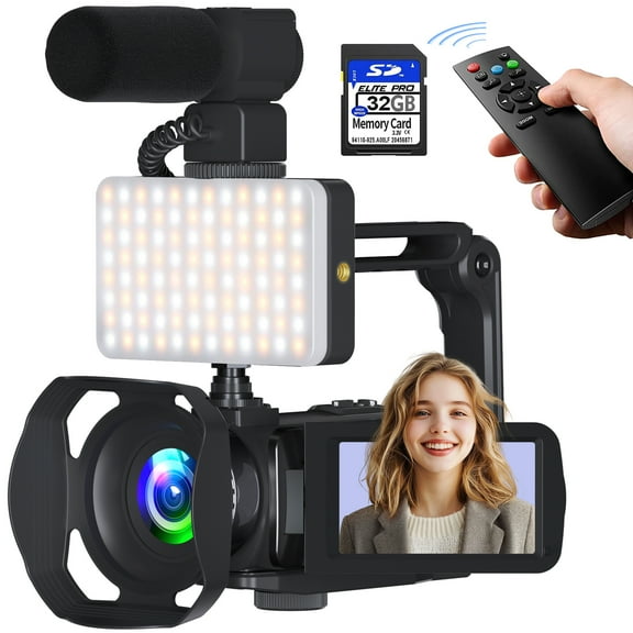 Saneen Video Camera 8k 64MP Camcorder WiFi IR Night Vision Vlogging Cameras for YouTube 3.0‘’ Touch Screen Digital Camera 18X Zoom with Microphone 32G Card Remote Control