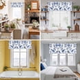 thumbnail image 5 of Blue Floral Valance Curtain Watercolor Spring Blue Flowers Leaves Pastoral Window Valances Rod Pocket Short Curtains Window Treatments for Kitchen Bedroom Bathroom Laundry 60" x 14", 5 of 9