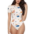 thumbnail image 1 of Lukts Motif Chien Corgi et Cœur Justaucorps à Col Rond Manches Courtes pour Femmes, Justaucorps Basique Extensible T-Shirt Justaucorps Tops-TTG, 1 of 7