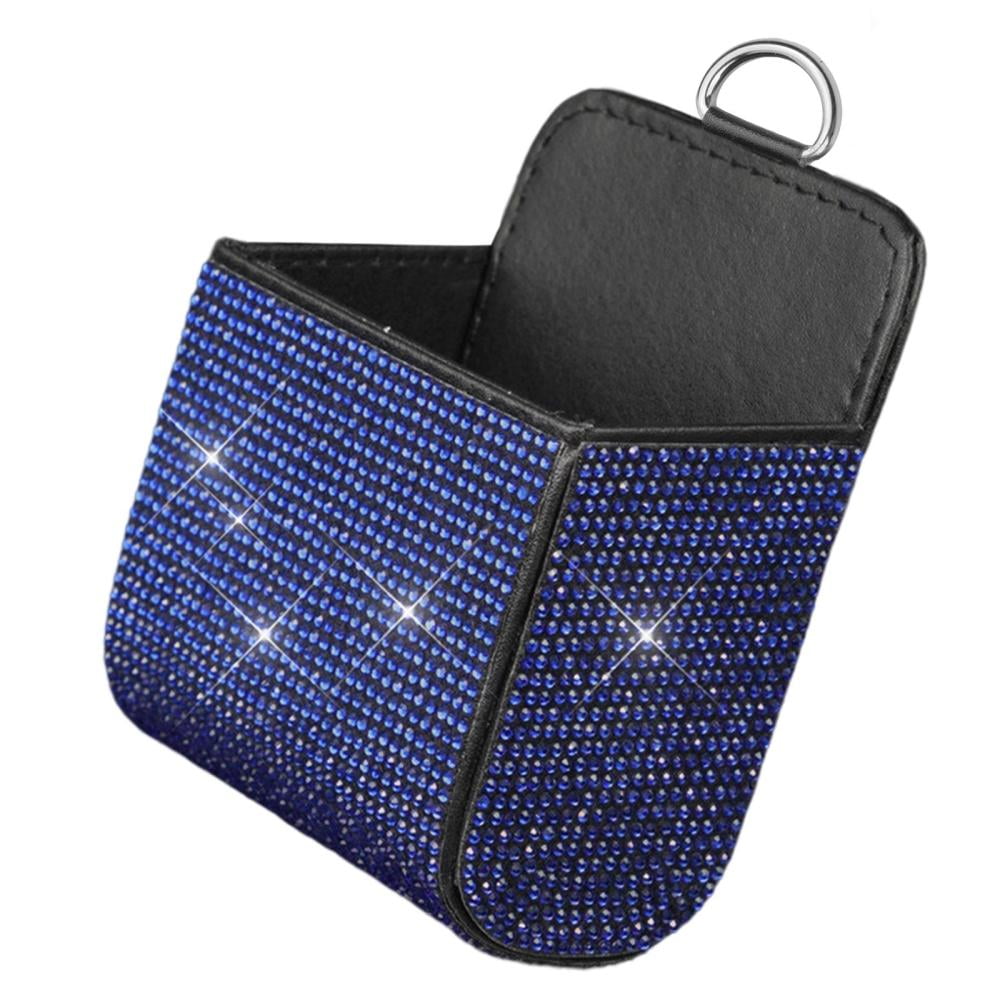 Car Air Vent PouchCar Air Vent OrganizerWith Fixed Hook And Vent Clip PU Leather Rhinestones
