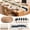 Blue, variant on Boho Table Runner & Placemats Set, Blue‑White Farmhouse Woven Decor, 4 /6Rectangular & 4/6Round Wicker Placemats + 4/6 Wooden Bead Napkin Rings, Heat‑Resistant Non‑Slip for Dining Wedding Party