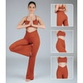 thumbnail image 4 of Nirlon Crossover Flare Leggings For Women - Regular & Plus Size Flare Pants High Waisted Wide Yoga Pants (6 28", Rust), 4 of 7