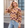 thumbnail image 6 of Women'S Fall Leaf Trendy Jacquard Sweater Casual Knitted Soft Cozy Pullover Sweaters Khaki S, 6 of 7