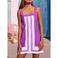 thumbnail image 3 of Women'S Striped Mini Dress Boho Shoulder Strap Sundress Summer Cover Up Dress for Beach  L, 3 of 6