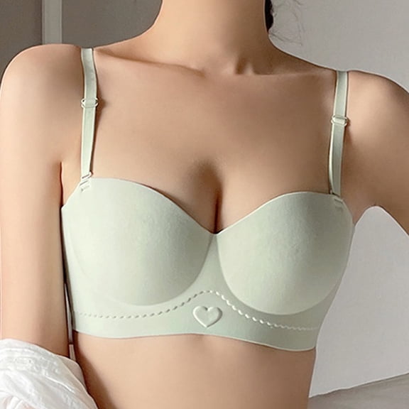 YWDJ Push up Bras for Women Plus Size Padded Comfortable Bras Size Small Wireless Bras Adjustable Straps Half Cup Wrap Sleep Bras Padded Comfortable Bras Solid Comfy Bras Green S