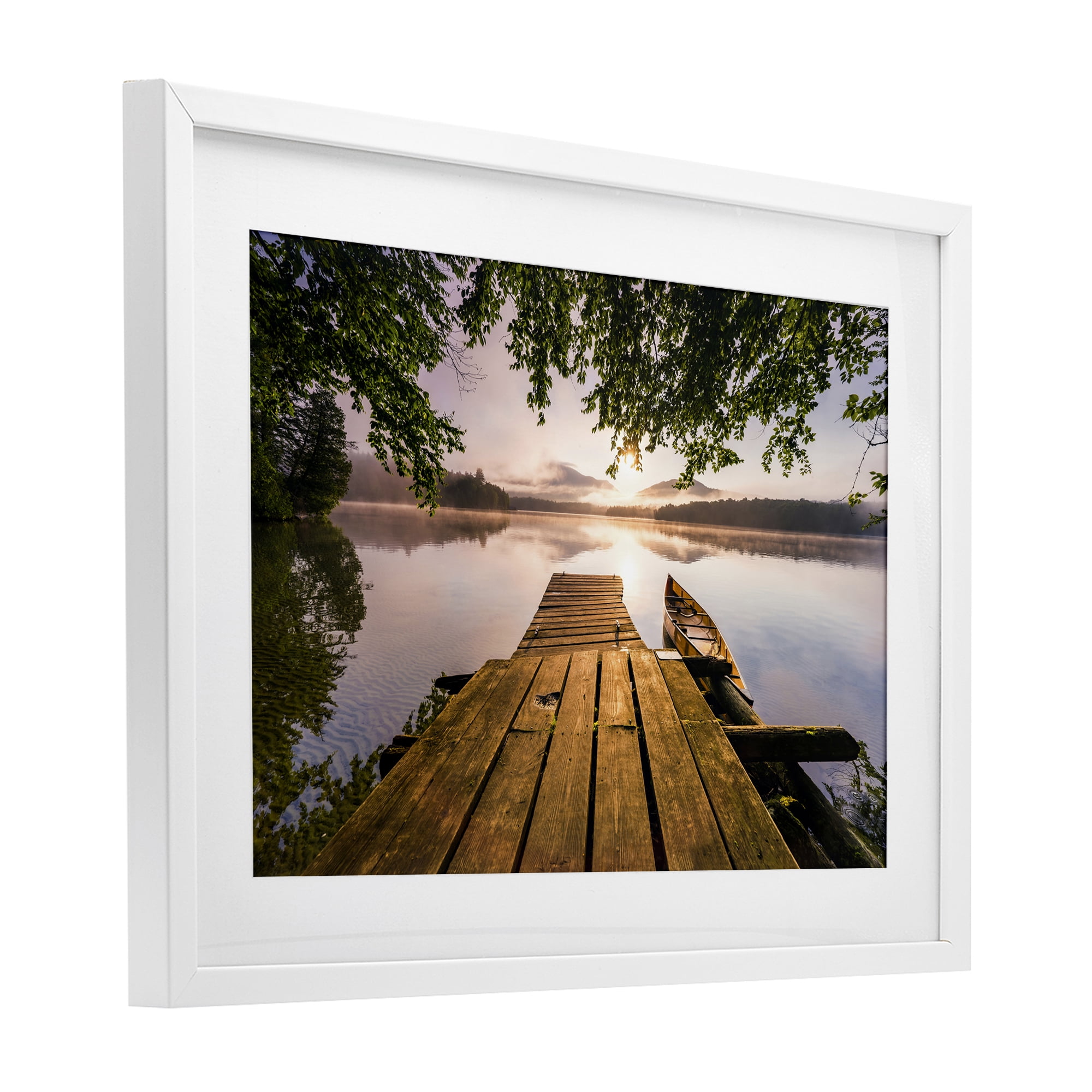 Stupell Industries Misty Morning Light on Lake White Framed Print Under Glass, design by Jonathan Zaharek