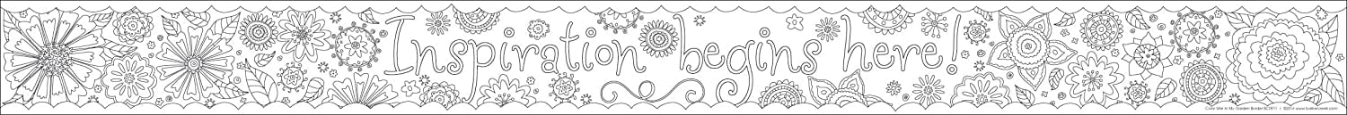 Barker Creek Double-Sided Border with Inspirational Quote, Color Me In My Garden, for Bulletin Boards, Reception Areas, Halls, Break Rooms, Office, School, Home Learning Decor, 3” x 35’ (911)