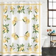 thumbnail image 3 of Lemon Yellow Waterproof Fabric Shower Curtain,Modern Country Flower Floral Summer Spring Waterproof Fabric Shower Curtain for Bathroom Curtains Bathtubs Shower Curtains with 12 Hooks Standard 72x72, 3 of 8