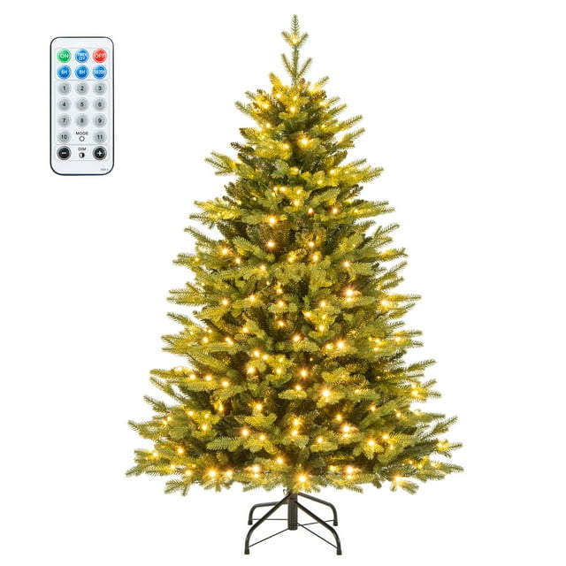 :
150CM Arbre de Noël Pointu, Sapin de Noël Artificiel avec 844 Branches et 250 Lumières, Base Stable Métallique et Contrôleur avec 11 Fonctions, Convient pour Maison, Boutique, Café