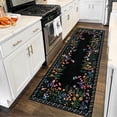 thumbnail image 3 of Washable 2x6 Runner Rugs, Large Living Room Rug, Non-Slip Soft Floral Rugs for Bedroom, Botanical Area Rug Carpet for Dining Room Guest Room (Black,2'x6'), 3 of 7
