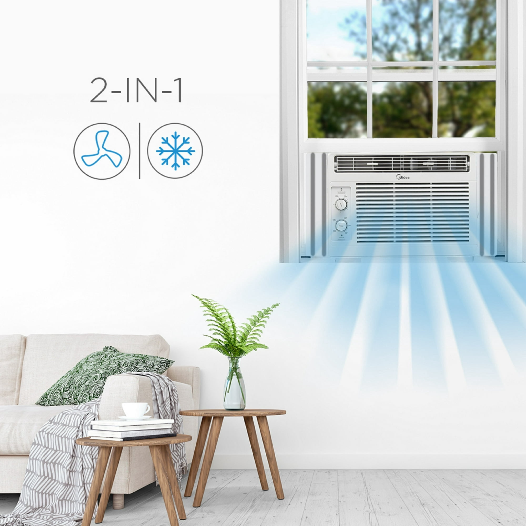 Restored Midea 5,000 BTU 150 Sq ft Mechanical Window Air Conditioner, White, RMW05MWW, (Refurbished)