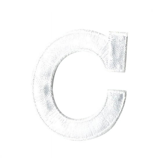 Alphabet Letter - C - Color White - 2" Block Style - Iron On Embroidered Applique Patch