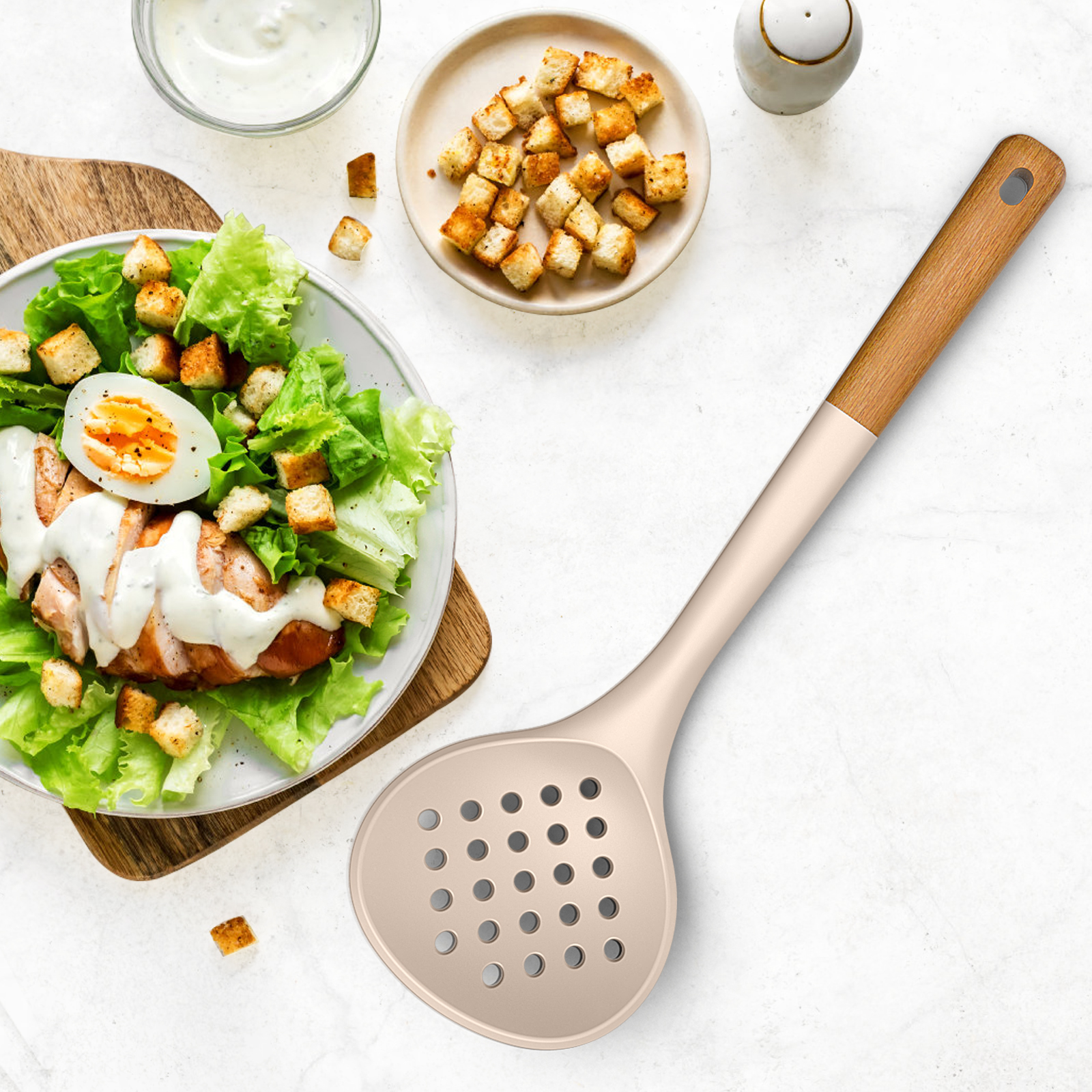 oannao 6-Piece Silicone Cooking Utensil Set with Wooden Handles photo 7