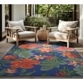 thumbnail image 7 of Stunning Transitional 5' x 7' Blue and Red Polypropylene Outdoor Area Rug, 7 of 7