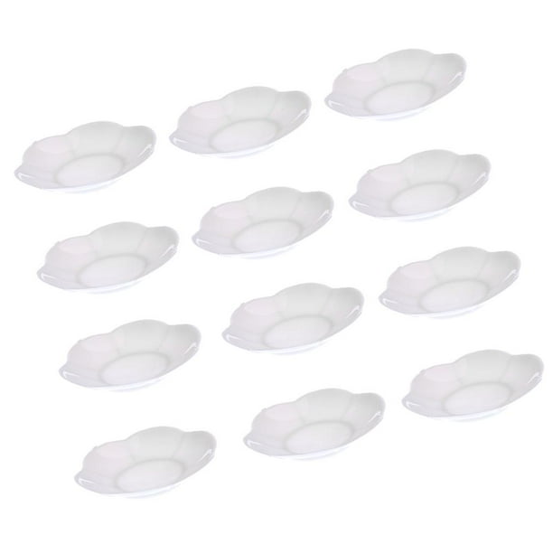 Platos De Plástico De Flores Blancas 12 Uds. Blanco