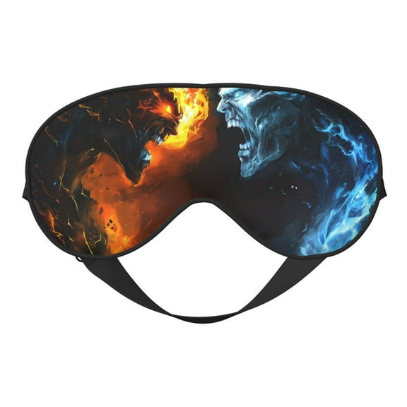 Salouo Red And Blue Fire Skull Warrior Pattern Sleep Mask,Sleep Eye Mask & Blindfold Eye Sleep Shade Cover with Elastic Strap Soft Eye Cover Eyeshade for Night Sleeping Travel & Nap