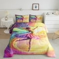 thumbnail image 2 of Dancing Comforter Set Full Size,Dreamy Fairy Tale Ballet Dance Princess Bedding Set 3 Pcs for Teens Young,Rainbow Ombre Fantasy Starry Glitter Down Comforter,2 Pillowcases, 2 of 6