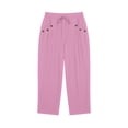 thumbnail image 7 of SwiftWear Women's Capri Pants High Waisted Elastic Drawstring Waist Button Detail Pockets Casual Cropped Trousers Lightweight for Summer Daily, 7 of 7