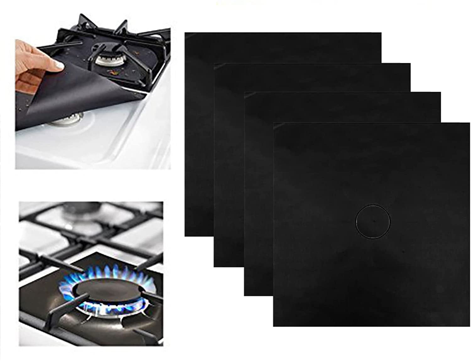 4 Pcs Stove Burner Covers, Gas Stove Burner Liners, 10.6x10.6 inch Gas Stove Protectors,Stove