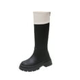 thumbnail image 1 of Bottes à Plateforme Hauteur Genou pour Femmes Talon Épais Bout Rond Antidérapantes Mode Hiver en Cuir, 1 of 6