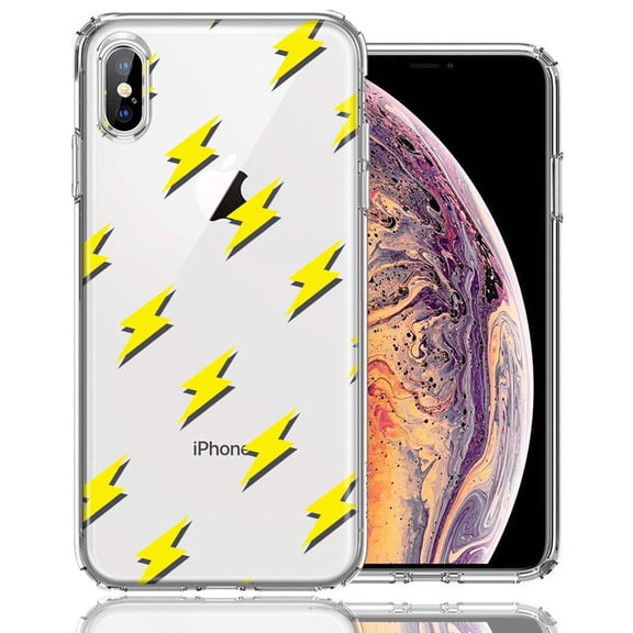 MUNDAZE for Apple iPhone XS/X Electric Lightning Bolts Design Double Layer Phone Case Cover