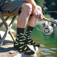 thumbnail image 2 of Funny Fishing Socks for Men Dad Teen Boys-Novelty Funky Cool Crazy Silly Socks-Easter Fathers Valentines Funny Fisherman Fishing Gifts Christmas Stocking Stuffers-Black, 2 of 6