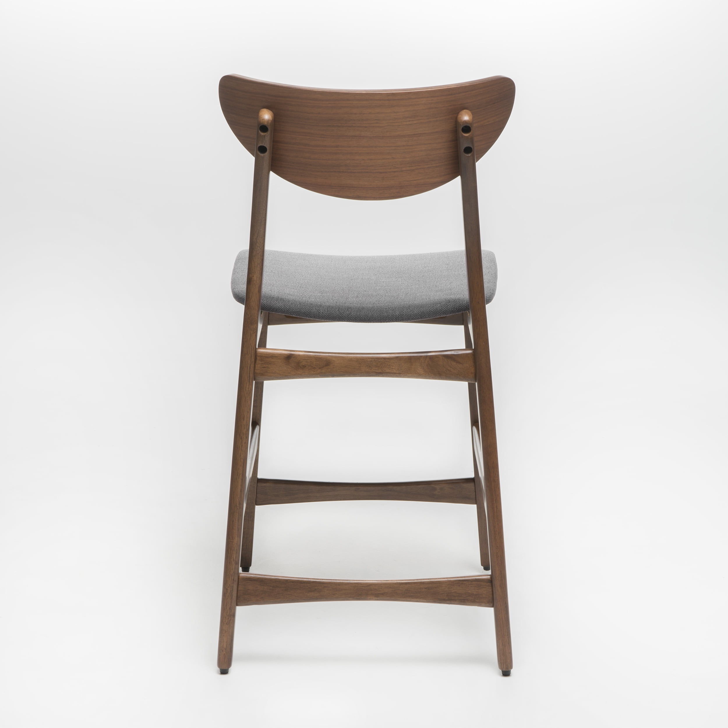 Noble House Gillian Mid-Century Fabric Walnut Finish Counter Chair, Set of 2, Dark Grey