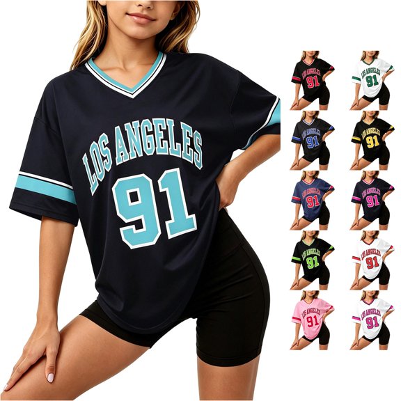 Gunia Tshirt For Kids Girls Stylish Casual Loose Fit Letter Graphic Tee For Breathable Short Sleeve Tops T-Shirts Sky Blue Xxxxl