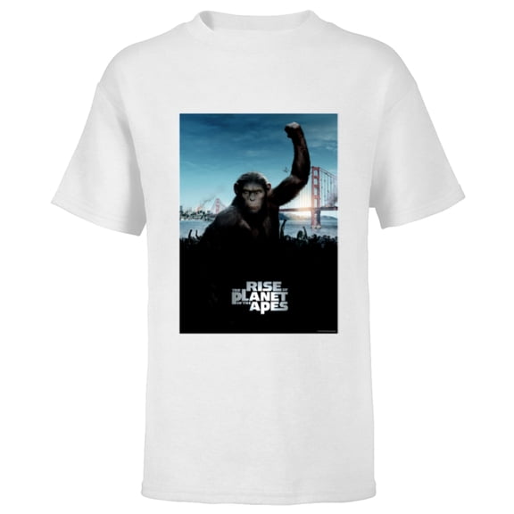 Rise of the Planet of the Apes Caesar Ape Army Movie Poster - Short Sleeve T-Shirt for Kids - Customized-White