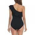 thumbnail image 4 of EIMELI Ruffled Trim Asymmetric Backless One-shoulder Neckline High Elasticity Tight Halter High Waist Solid Color Ladies One Piece Swimsuit, 4 of 6