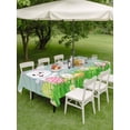 thumbnail image 5 of 60x102 Inch Outdoor Tablecloth with Umbrella Hole Zipper Rectangle Easter Rabbits Rectangular Tablecloths Outside Waterproof Watercolor Eggs Cute Bunny Grass Flowers Blue Patio Table Cover for Picnic, 5 of 8