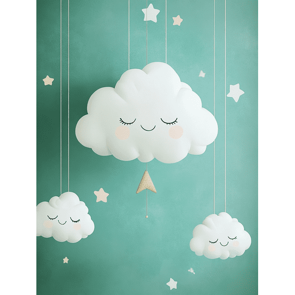 Cute Sleeping Cloud Canvas Art Print，Suitable for Bedroom Decor，Living Room Decor，Nursery Decor，Kids Room Decor， and Office Decor.
