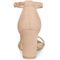 thumbnail image 3 of Sandalias de tacón grueso Allegra K con correa en el tobillo y hebilla Beige 41, 3 of 6