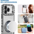 thumbnail image 2 of Compatible with iPhone 17 Pro Max Magnetic Glitter Case Compatible with Magsafe Luxury Bling Rhinestone Case with Logo View Plating Sparkle Diamond Camera Lens Protection for Women Girls, 2 of 6