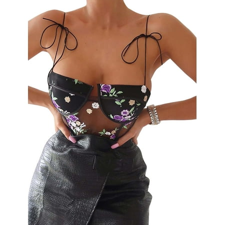 

Yolossia Womens Push Up Underwire Bra Bodysuit Floral Lace Sheer Lingerie Camisole Nightwear