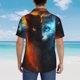 thumbnail image 4 of Fotbe Red And Blue Fire Cat Camisa Hawaiana para Hombre Unisex – Camisa Casual de Verano con Botones de Manga Corta de Algodón y Lino,3X-Large, 4 of 7