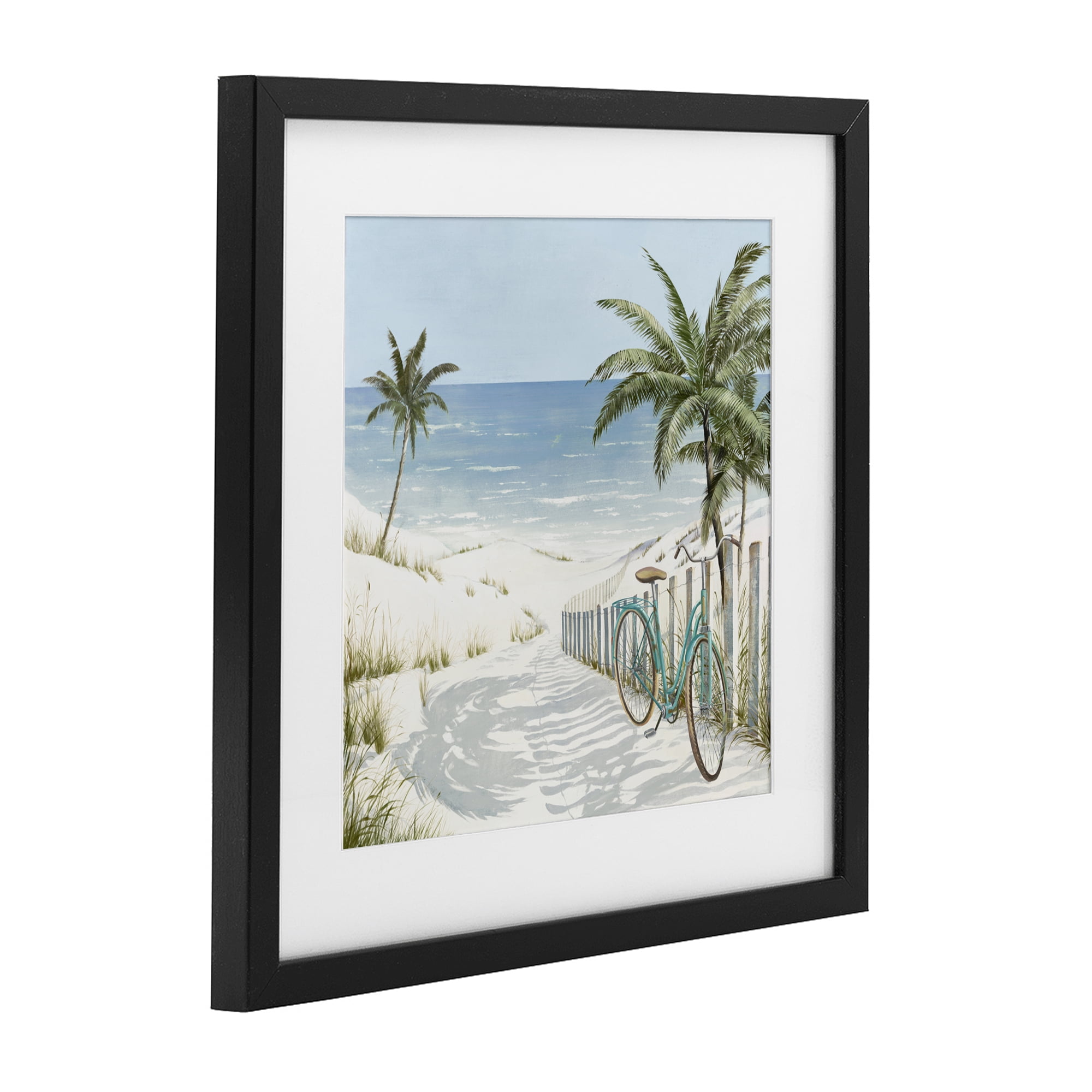 Stupell Industries Beach Bike Coastal Scene Black Framed Print Under Glass, design by Lorenzo Collective