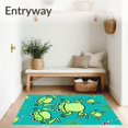 thumbnail image 3 of ODIKA 6'x9' Machine Washable Non-Slip Area Rug, Cheerful Amphibian Motif Kit Featuring Fun Crocheted Yarn Design High Traffic Rug with Pad, Turquoise, 725924, 3 of 8