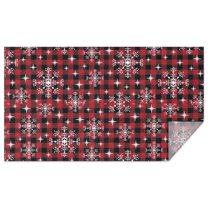 Red and Black Christmas Snowflake Pattern Rectangle Tablecloth 60"x102",Waterproof Polyester Rectangle Table Cloth, Wipeable Spillproof Polyester Tablecloth for Dining, Camping, Indoor and Outdoor