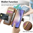 thumbnail image 6 of Dteck for Galaxy S25+ Case Wallet with RFID Blocking Card Holder for Women Men, PU Leather Magnetic Snap Flip Zipper Strap Wallet Phone Case for Samsung Galaxy S25 Plus,Brown, 6 of 10