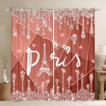 Manfei Romantic Valentines Day Black Out Curtains, Glitter Salmon Diamond Curtains Pack of 2 (42x63 Each), Teens Adult Bedroom Curtains, Window Curtains Decor