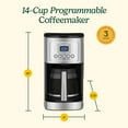 thumbnail image 6 of 14-Cup Coffee Maker, Programmable PerfecTemp Glass Carafe Coffee Machine with 1-4 Cup Setting, Brew Strength Control and Pause, Stainless Steel, 6 of 6