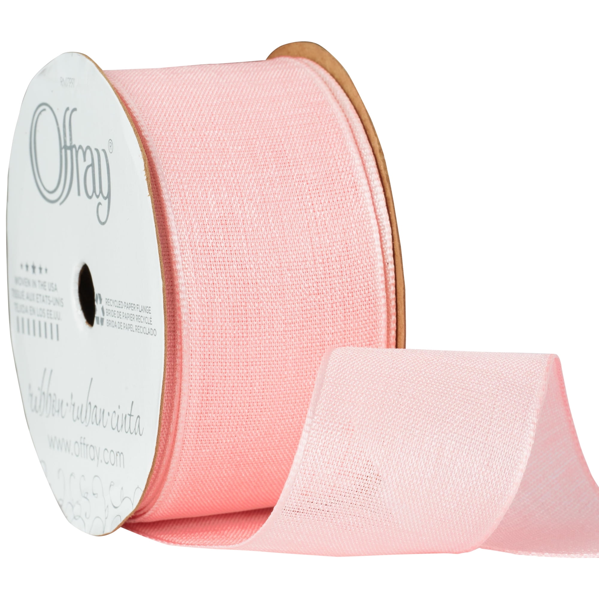 (3 pack) Offray Ribbon, Light Pink 1 1/2 inch Woven Ribbon, 9 feet