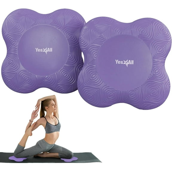 Yes4All 2PCS Yoga Knee Pads Extra Thick, Yoga Kneeling Pad for Pilates Exercise, 13/16 Inches Cushion Knees Elbow Mat Supplies for Women Men Fitness Travel - Purple