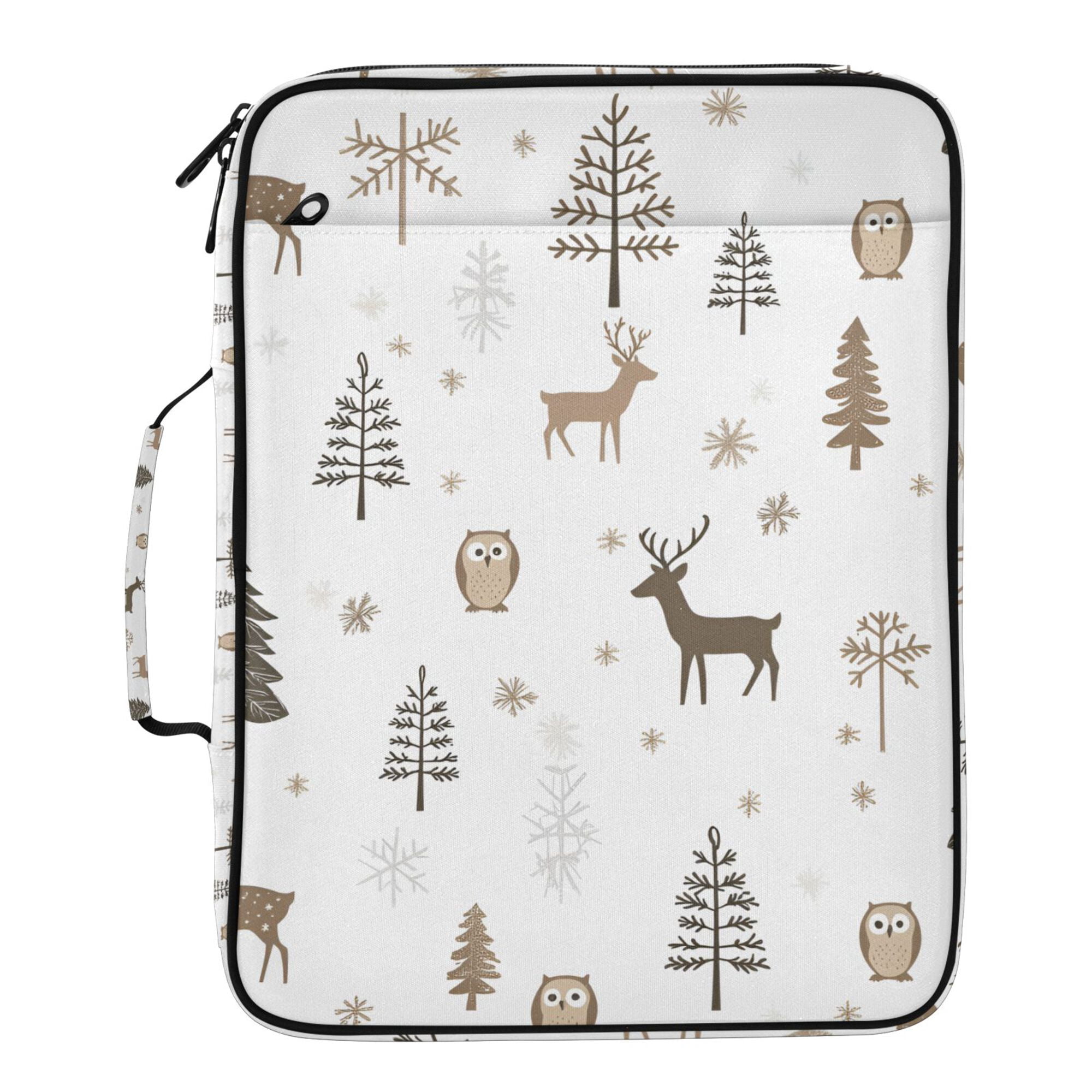 FORMRS Accordion File Folder A4 Size 7-Pocket Expanding Document Organizer Bag with 3 Ring Binder, Christmas Forest