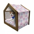 thumbnail image 1 of Flowers Pet House, Romantic Floral Design Chrysanthemum Blossoms Leaves Abstract Print Art, Outdoor & Indoor Portable Dog Kennel with Pillow and Cover, 5 Sizes, Pink and White, by Ambesonne, 1 of 5