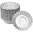 thumbnail image 1 of Molde de aluminio para tartas, molde para magdalenas, moldes para tartas de huevo, moldes para hornear, antiadherentes y reutilizables para magdalenas, pasteles, postres, helados, plateados, 40 Uds. Vhermosa YQ-1373, 1 of 8