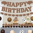 thumbnail image 4 of Brown Bison Theme Birthday Party Decoration，Brown Balloons Garland Arch Kit Happy Birthay and Bison Themed Banner，Cake Topper for Western Farm Animals Theme Birthday Party Supplies., 4 of 7