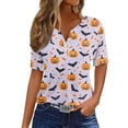 thumbnail image 2 of YLHFASHION Hauts pour Femmes Imprimés Haut pour Femmes Manches Courtes Blouse Hauts Blouse pour Femmes T-shirt à Manches Courtes T-shirt à Col en V Femmes Liquidation T-shirt à Manches Courtes pour Femmes, 2 of 5